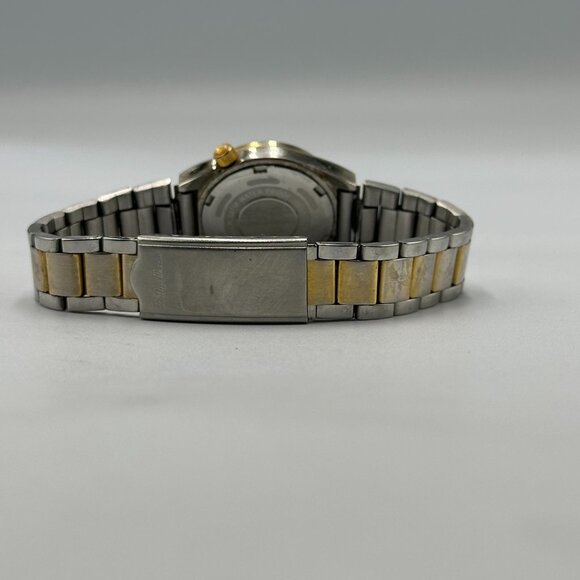 Philip Persio Watch Women Silver Gold Two Tone Black Dial 24MM New Battery 6.5" - Picture 8 of 12